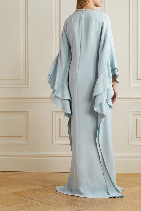 embellished neckline gown with cascading sleeves – Jarmen