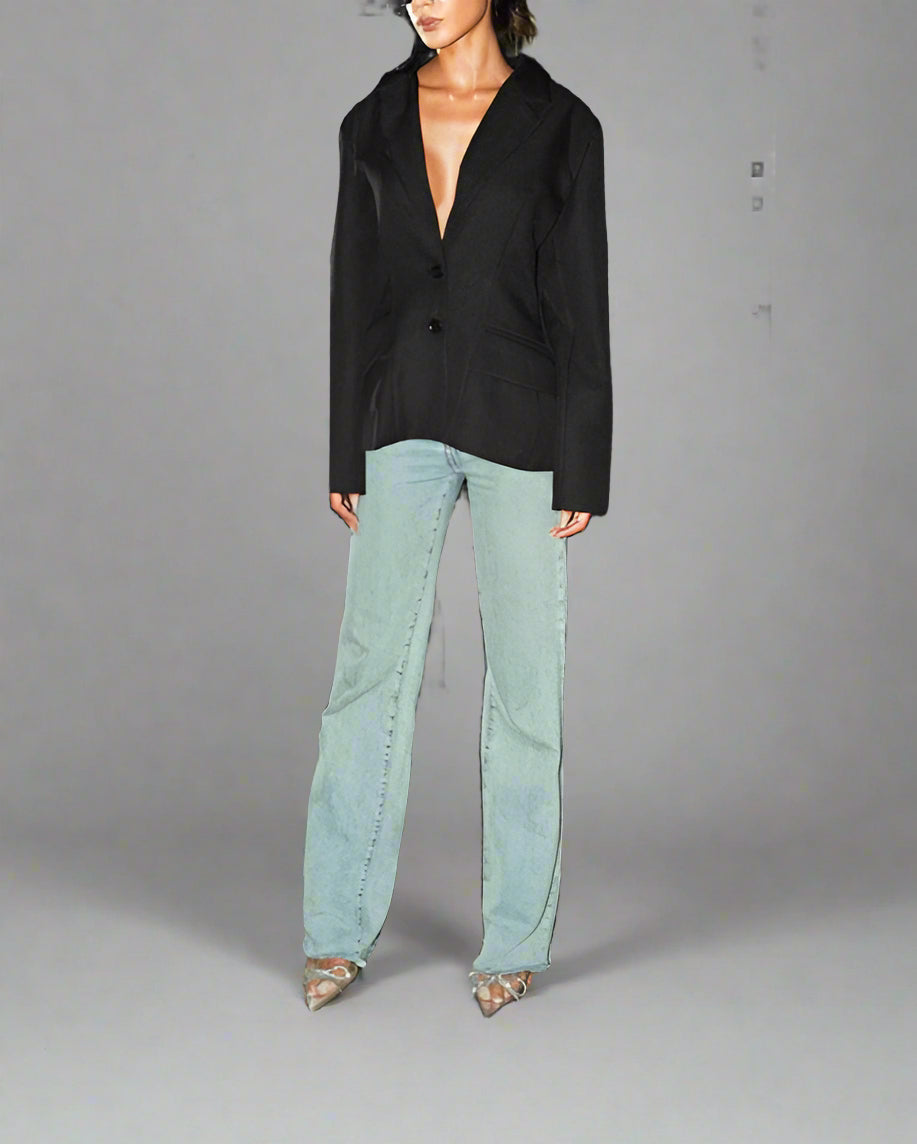 Tailored blazer with criss-cross detail - Lujiny