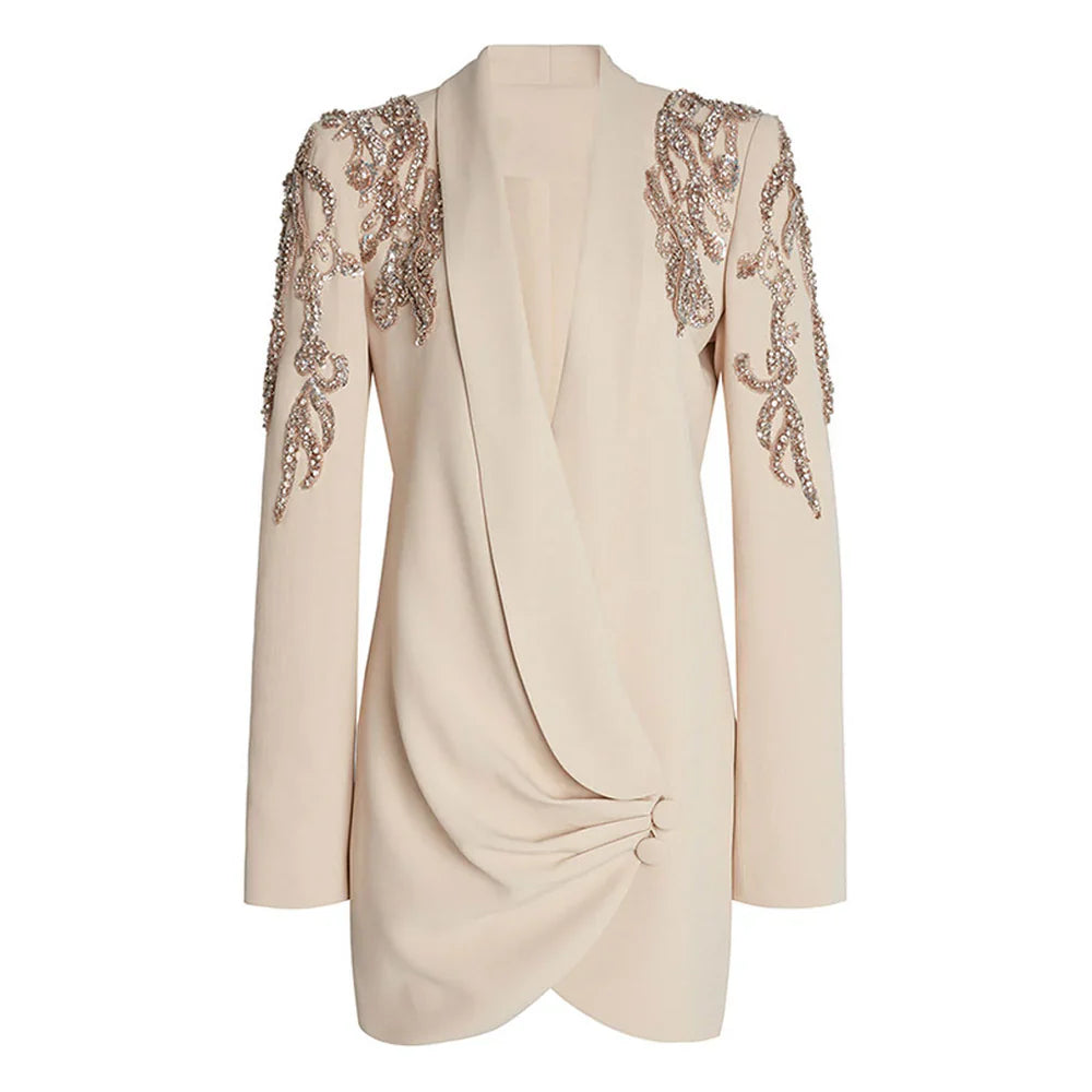 embellished blazer dress with draped skirt – Sooly