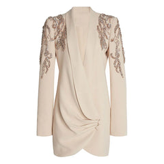 embellished blazer dress with draped skirt – Sooly