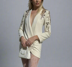 embellished blazer dress with draped skirt – Sooly