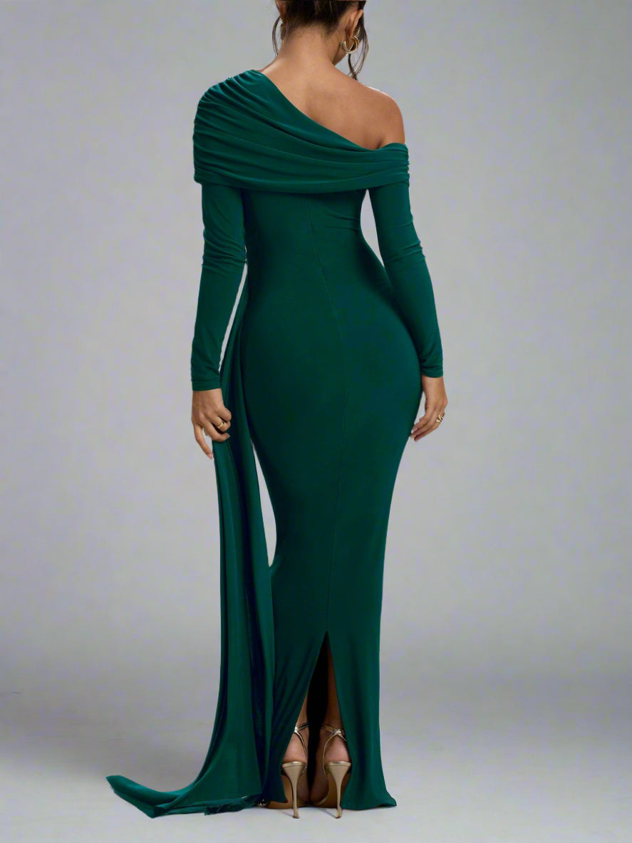 one-shoulder draped jersey gown – Joolen