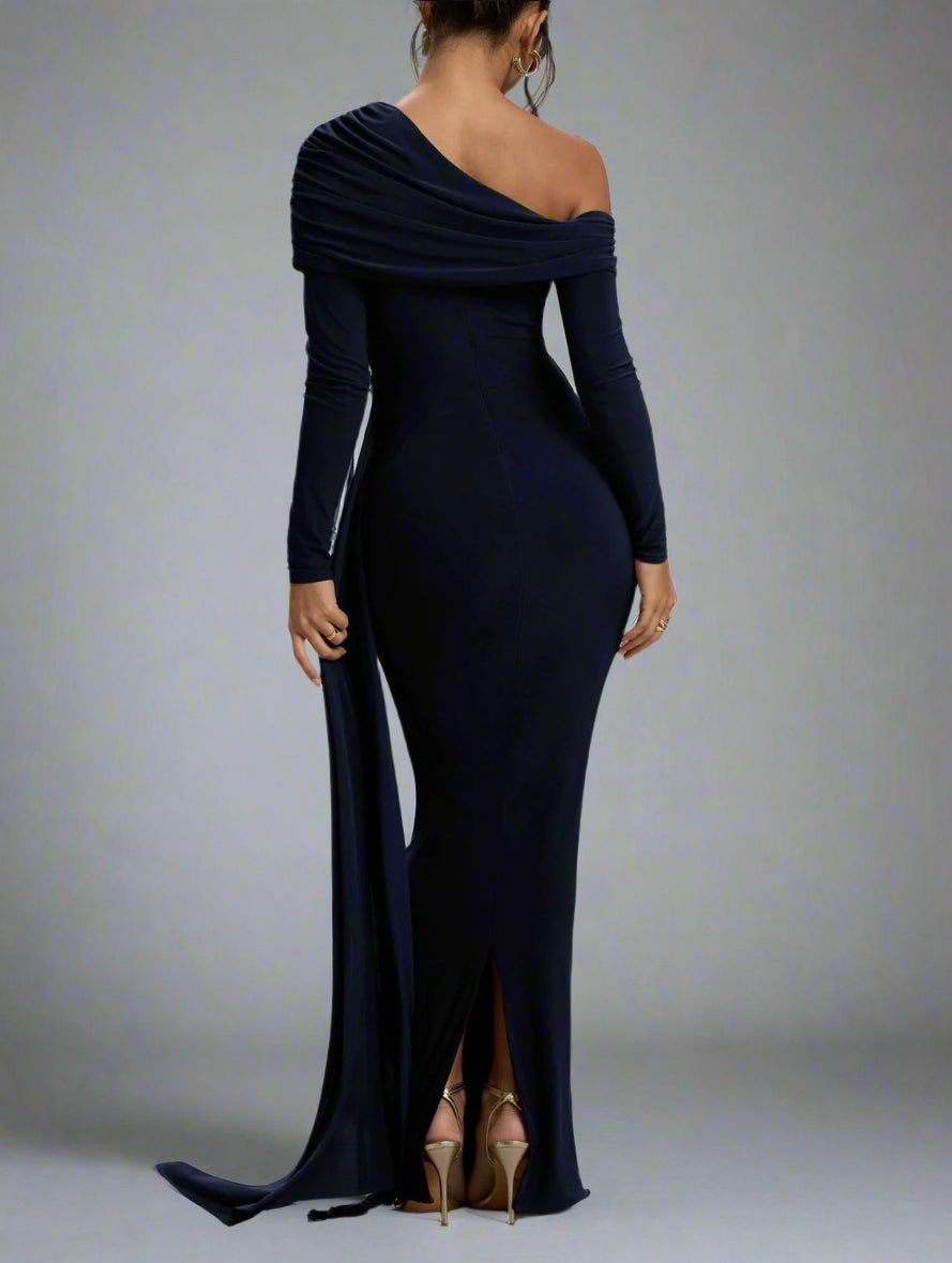 one-shoulder draped jersey gown – Joolen