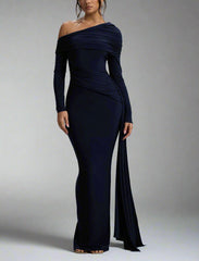 one-shoulder draped jersey gown – Joolen