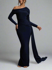 one-shoulder draped jersey gown – Joolen