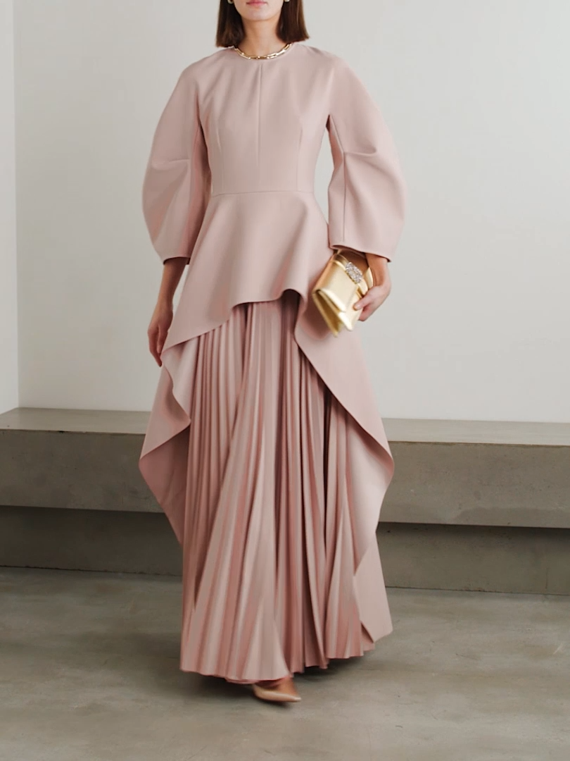 layered peplum gown with pleated skirt – Joreye