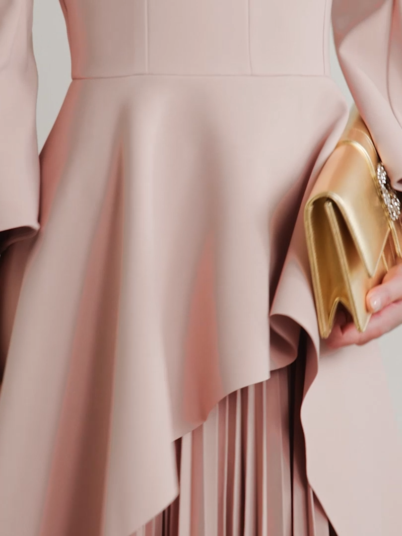 layered peplum gown with pleated skirt – Joreye