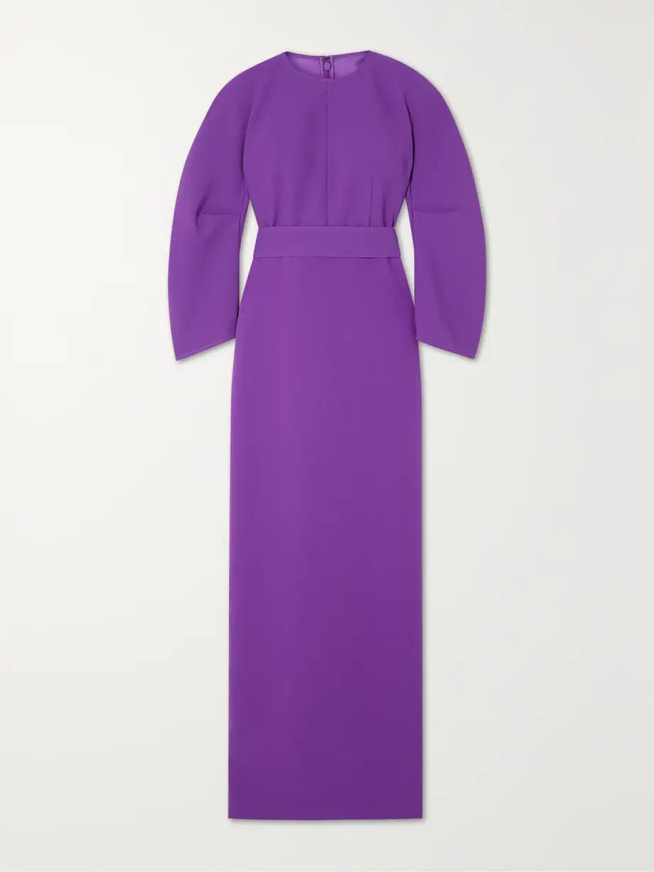 Column gown with sculpted balloon sleeves – Zuleika