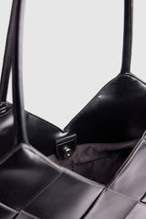 geometric shoulder bag with glossy patchwork finish – ARYXA